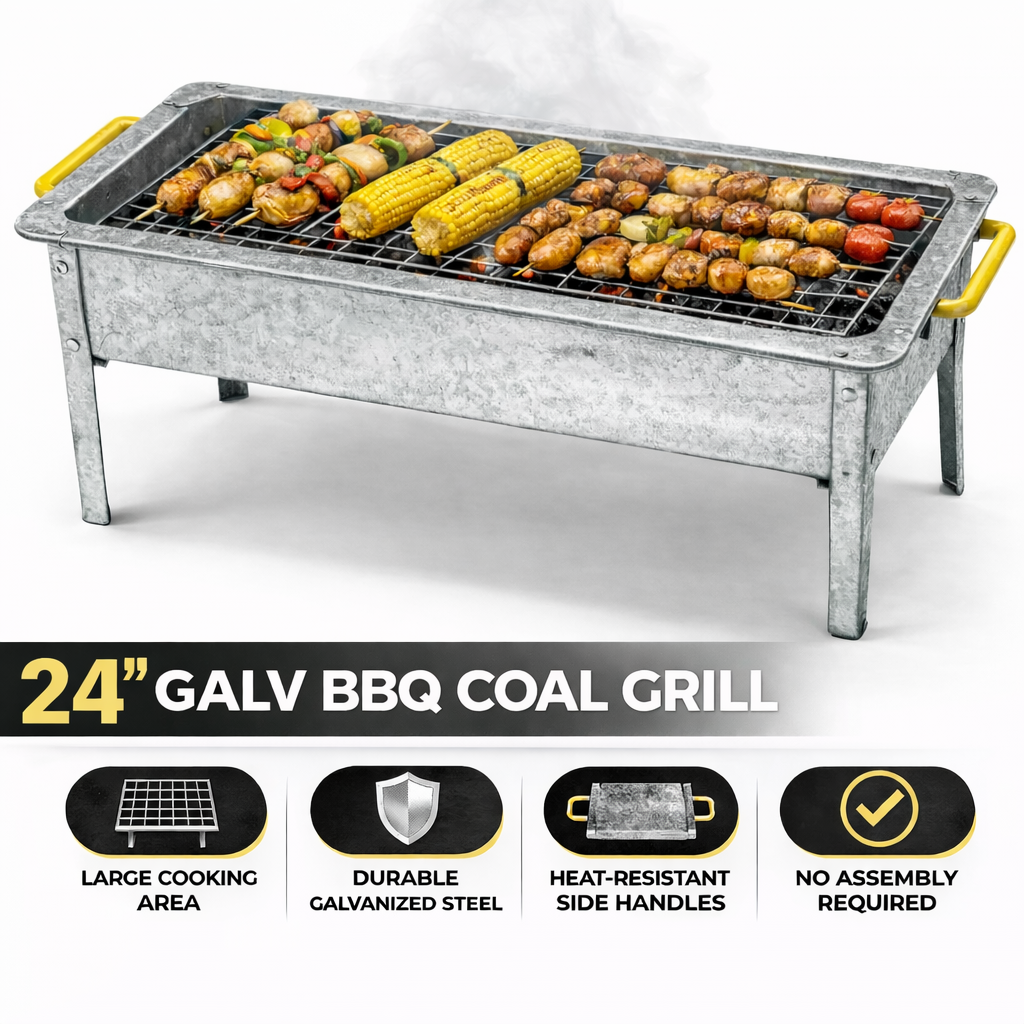 24 Inch Galv BBQ Grill with Coal Grill