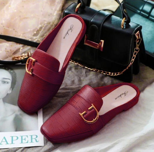 Rubber summers half shoes korean style with golden buckle