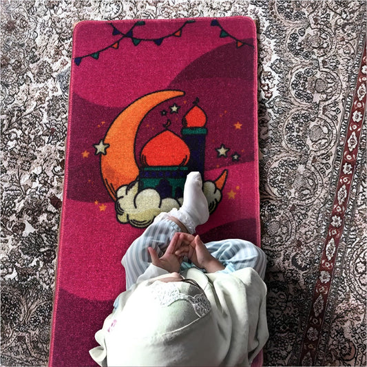 Kids Prayer Mat – Soft & Comfortable Berry Pink Islamic Mat for Children