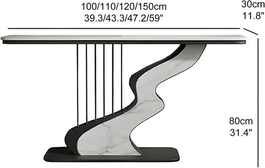 Modern Faux Marble Console Table – Narrow Entryway Sofa Table with Metal Frame (47.2")
