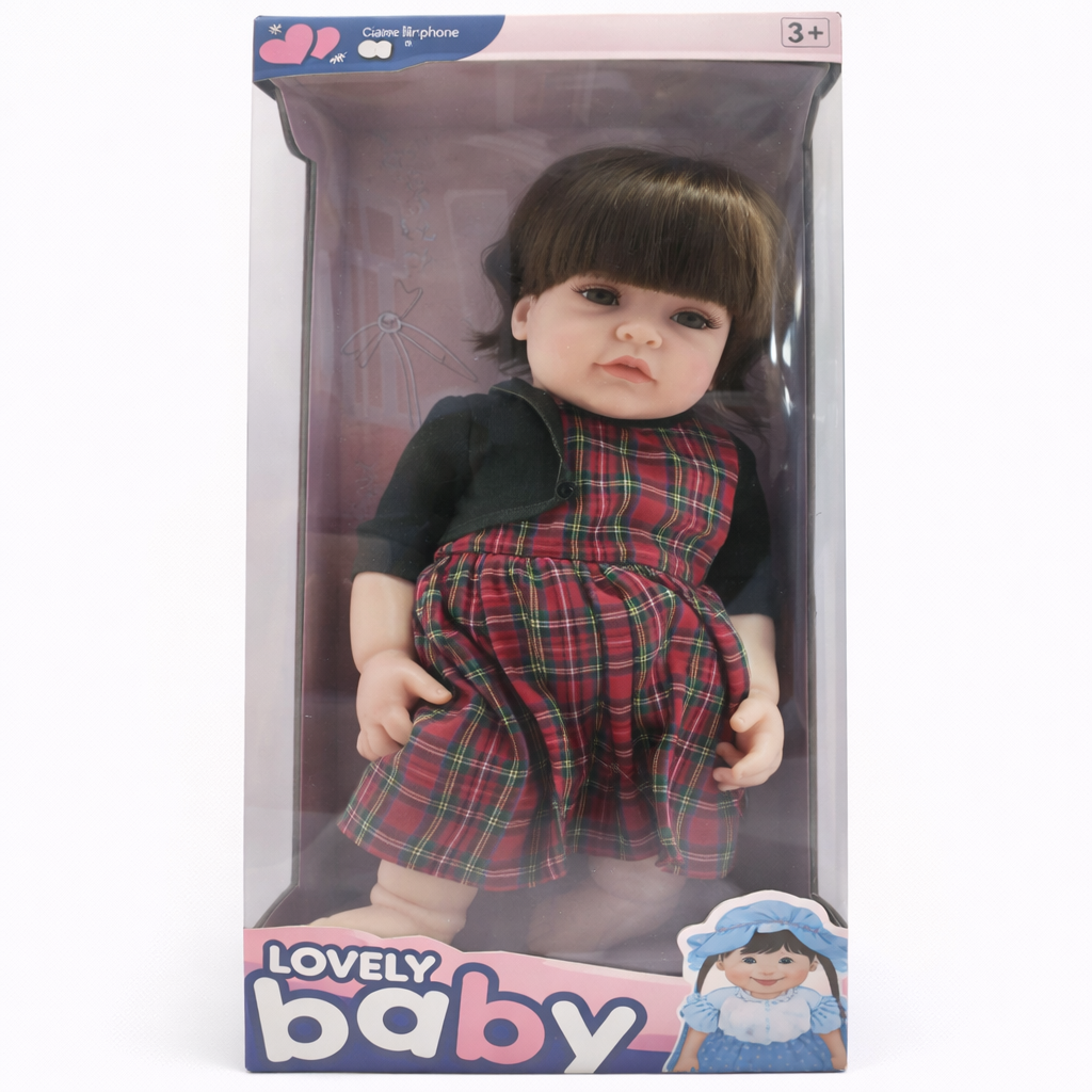 Lovely Baby Doll with Checkered Outfit