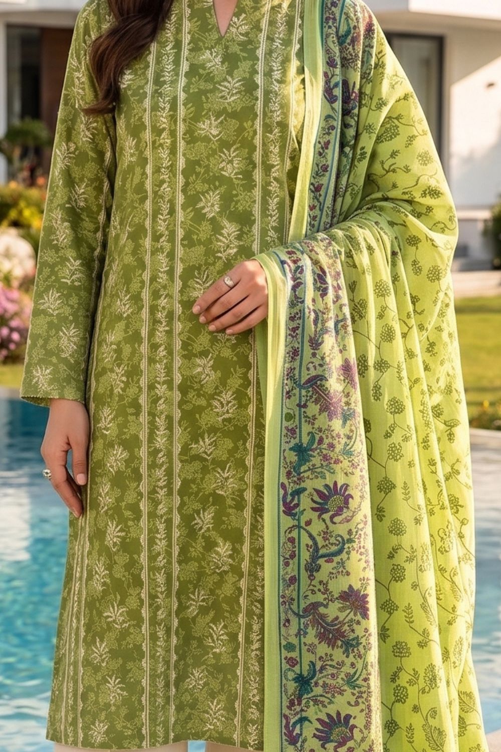 Mushtaq 3Pcs Unstitched Printed Lawn Sapphire Collection Desgin - 6