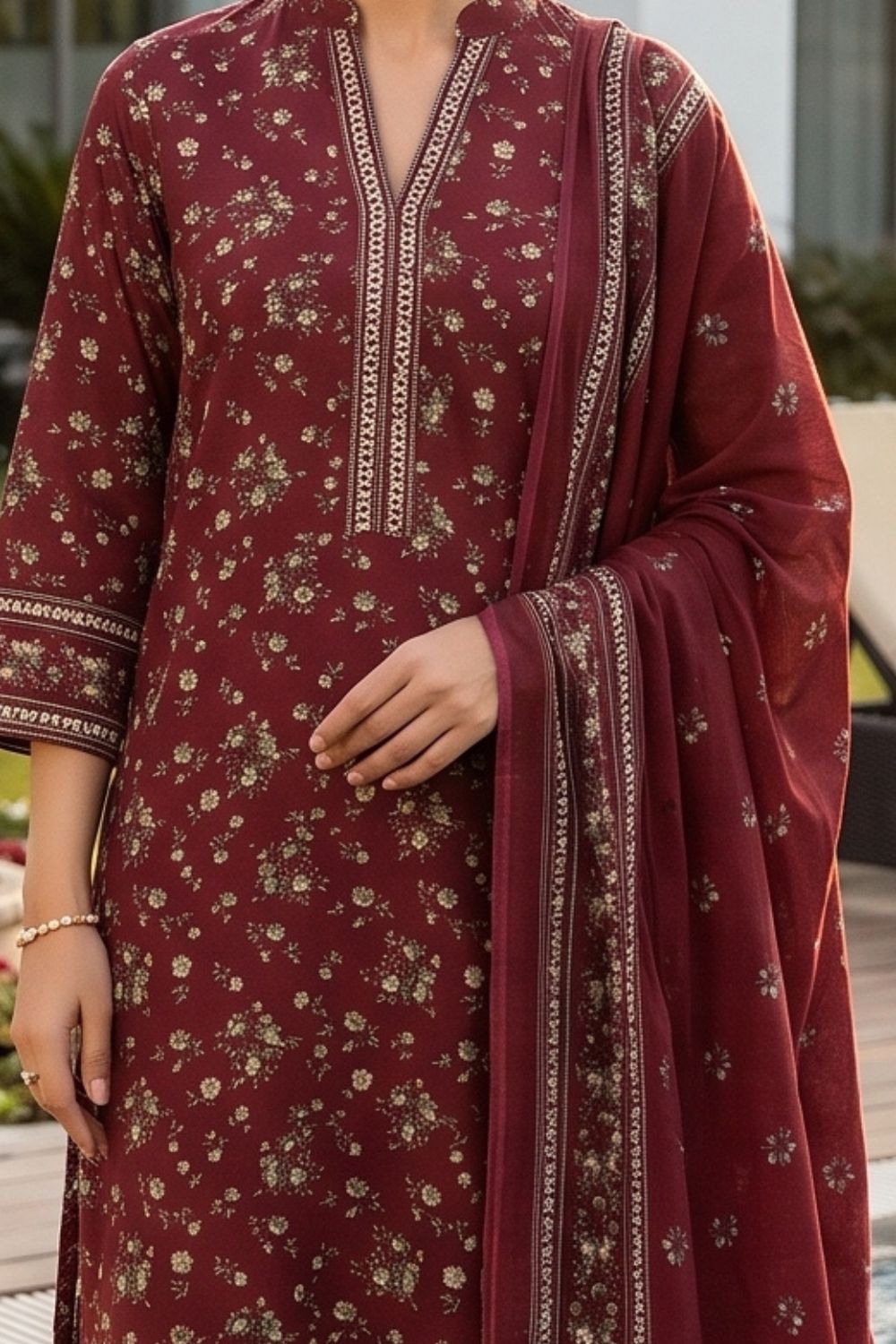 Mushtaq 3Pcs Unstitched Printed Lawn Naaz Collection Desgin - 5