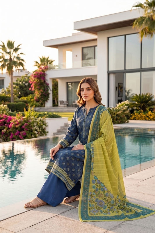Mushtaq 3Pcs Unstitched Printed Lawn Sapphire Collection Desgin - 5