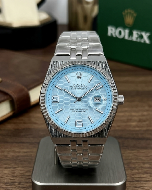 Silver Rolex Hexa Dial Luxury Watch