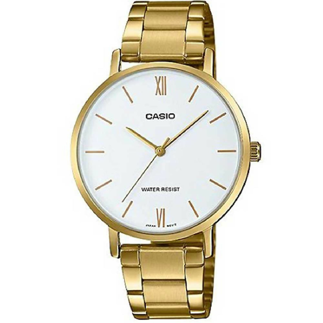 Casio Women Golden Watch with Full Metal Chain Premium Elegant Style