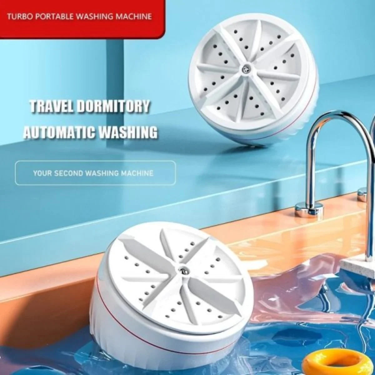 Portable USB Mini Turbo Washer Ultrasonic Travel Washing Machine for Socks Underwear and Dishes