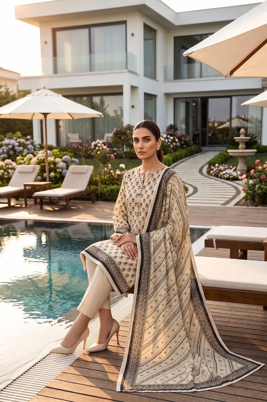 Mushtaq 3Pcs Unstitched Printed Lawn Hoorain Collection Desgin - 7