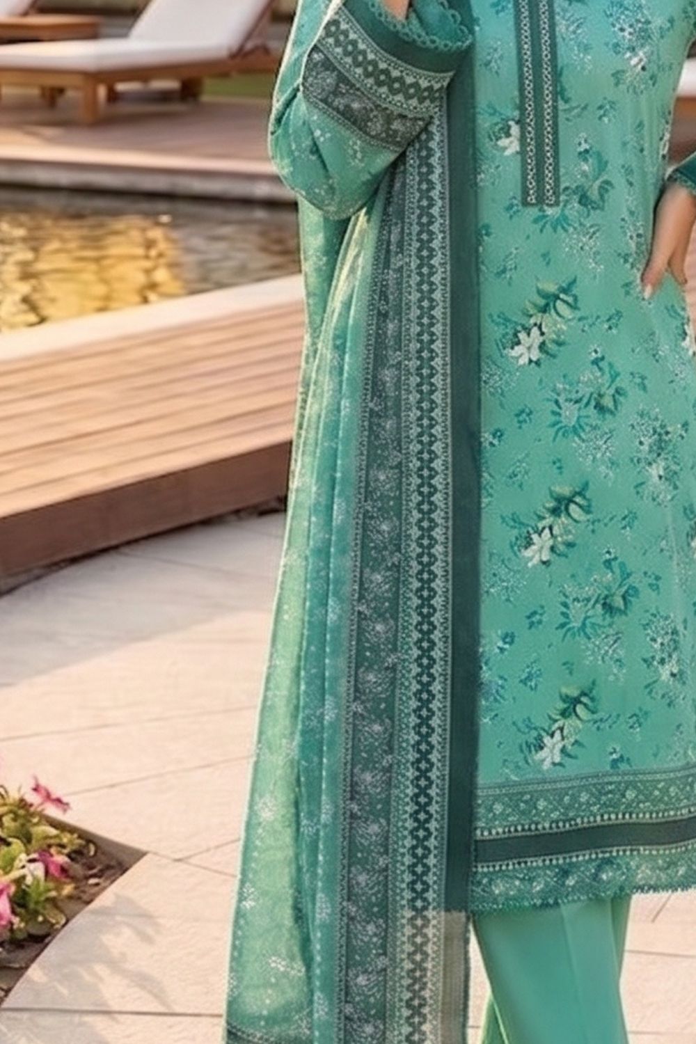 Mushtaq 3Pcs Unstitched Printed Lawn Poshak Collection Desgin - 8
