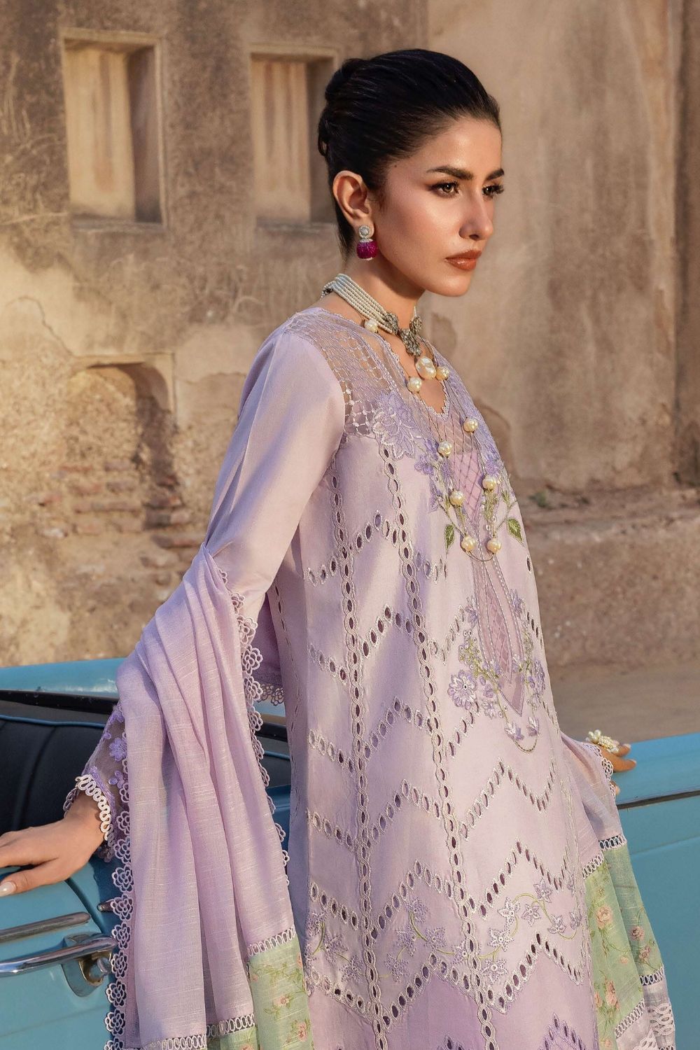 Saira * Shakira Bloom 3Pc Unstitched Embroidered Lawn Suit AMBRE 7-B