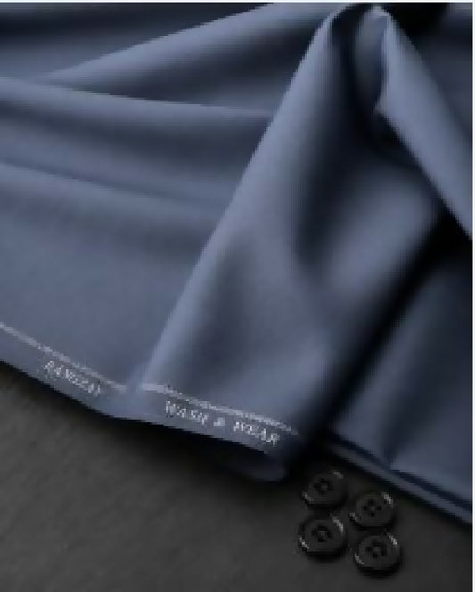 Steel Blue Wash n Wear unstitched four meter fabric