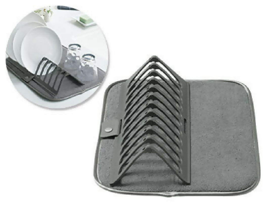 New Dish Drying Rack With Absorbent Microfiber Mat