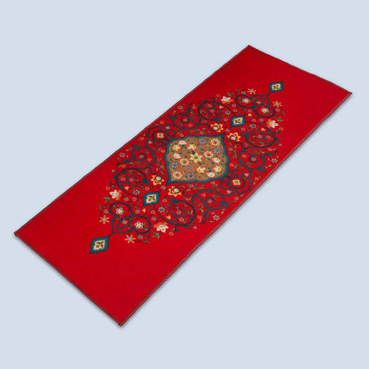 Red Flower Eco Runner – Multi-Color Anti-Slip Rubber Mat for Indoor & Outdoor Use