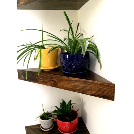 2 Tier Floating Corner Shelf – Wall Mounted Space-Saving Storage Rack for Home & Office