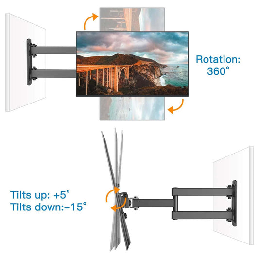 Full Motion TV Wall Mount Universal Swivel Tilt and Extendable Bracket for Flat and Curved Screen TVs