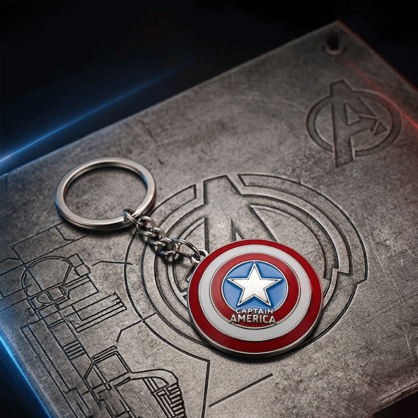 Super Heros face Keychain Captain America Shield