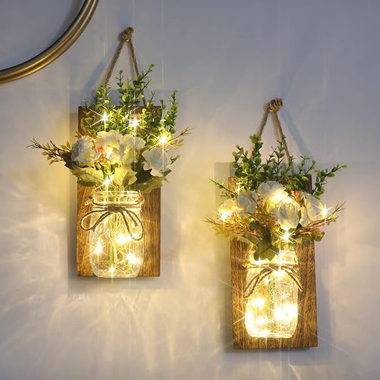Wall Sconce Mason Jar Decoration Light – Rustic Hanging Wall Lamp