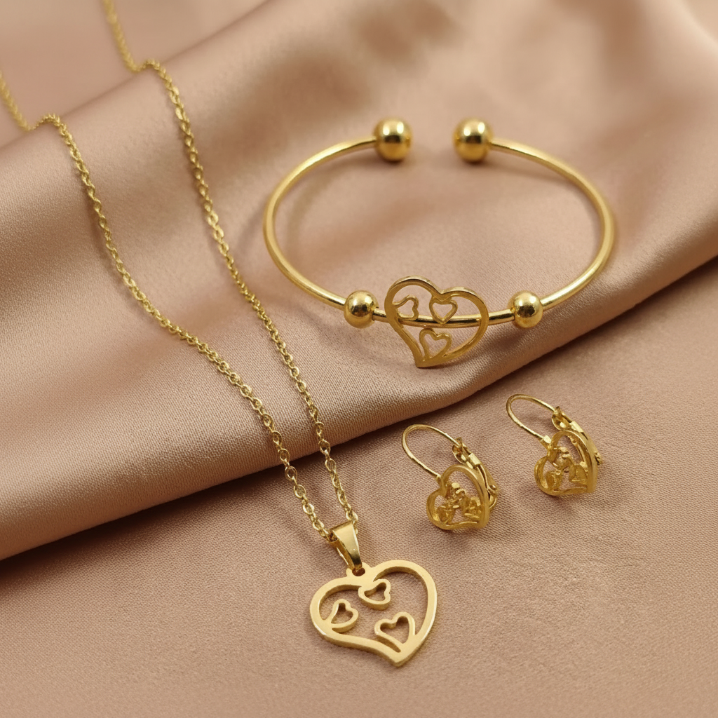 Filigree Hearts within Heart 3-Piece Jewelry Set