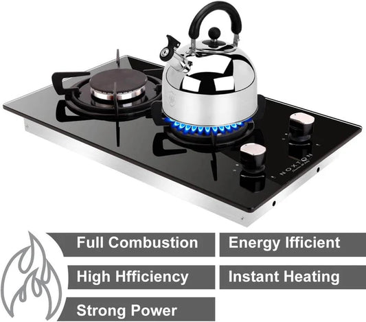 Gas Hob 2 Burner Portable Stainless Steel Gas Stove for Home
