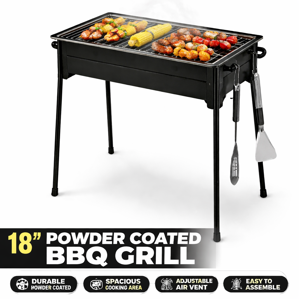 18 inch Powder coated BBQ grill with coal grill and stand