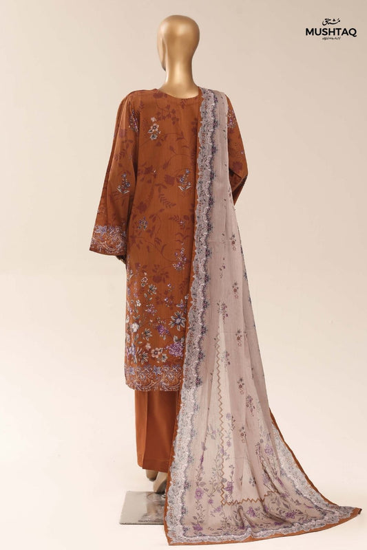 Mushtaq 3Pcs Stitched Printed Lawn Sadabahar Collection Desgin - 15