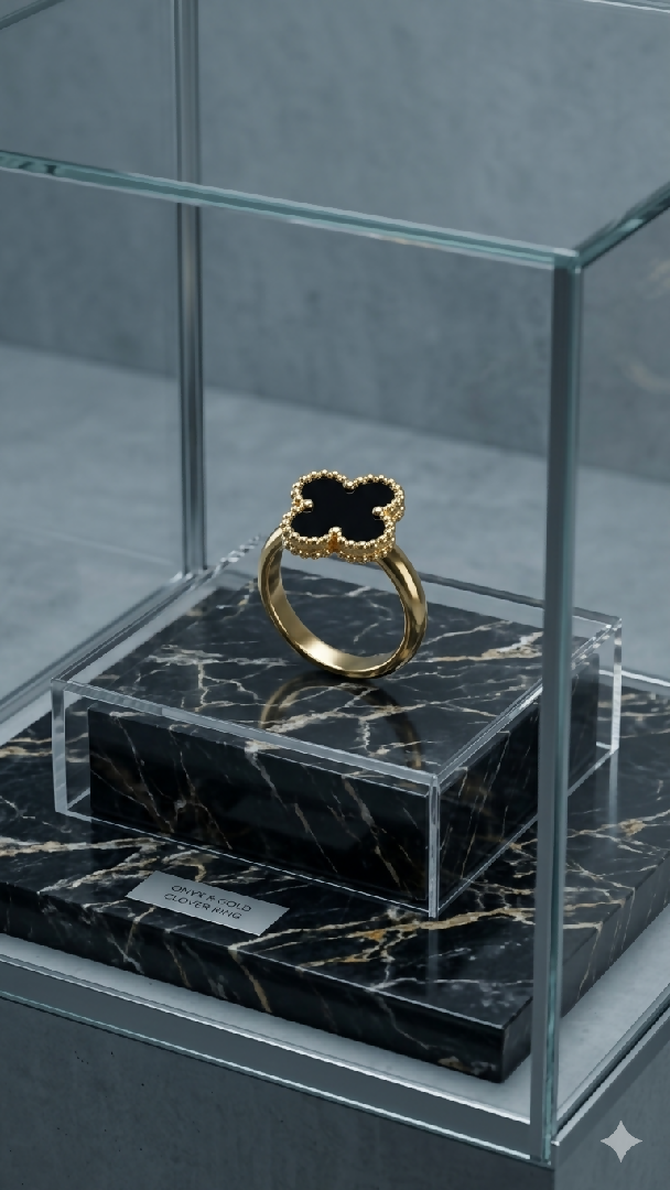 Midnight Clover Stainless Steel Statement Ring