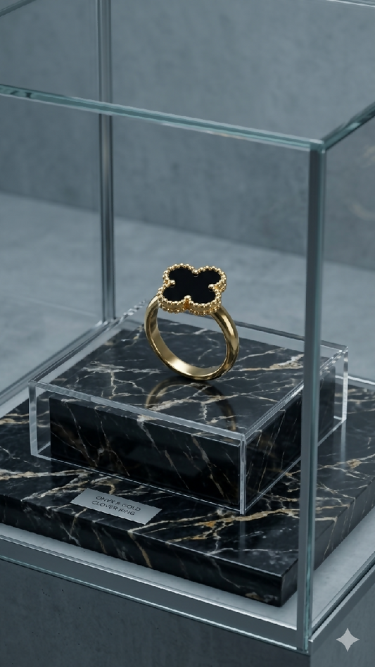 Midnight Clover Stainless Steel Statement Ring