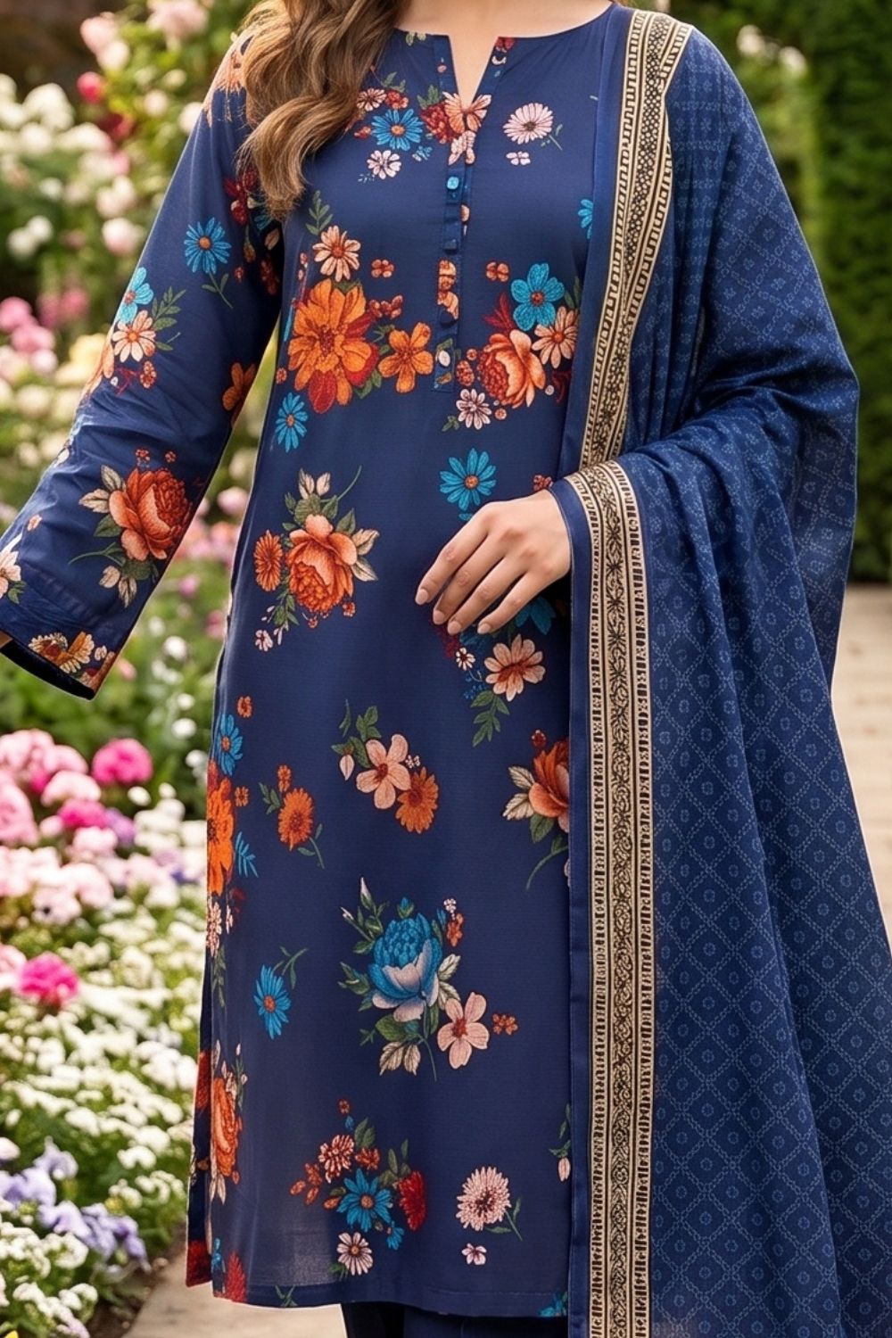 Mushtaq 3Pcs Unstitched Printed Lawn Suit Emaan Collection Desgin - 1