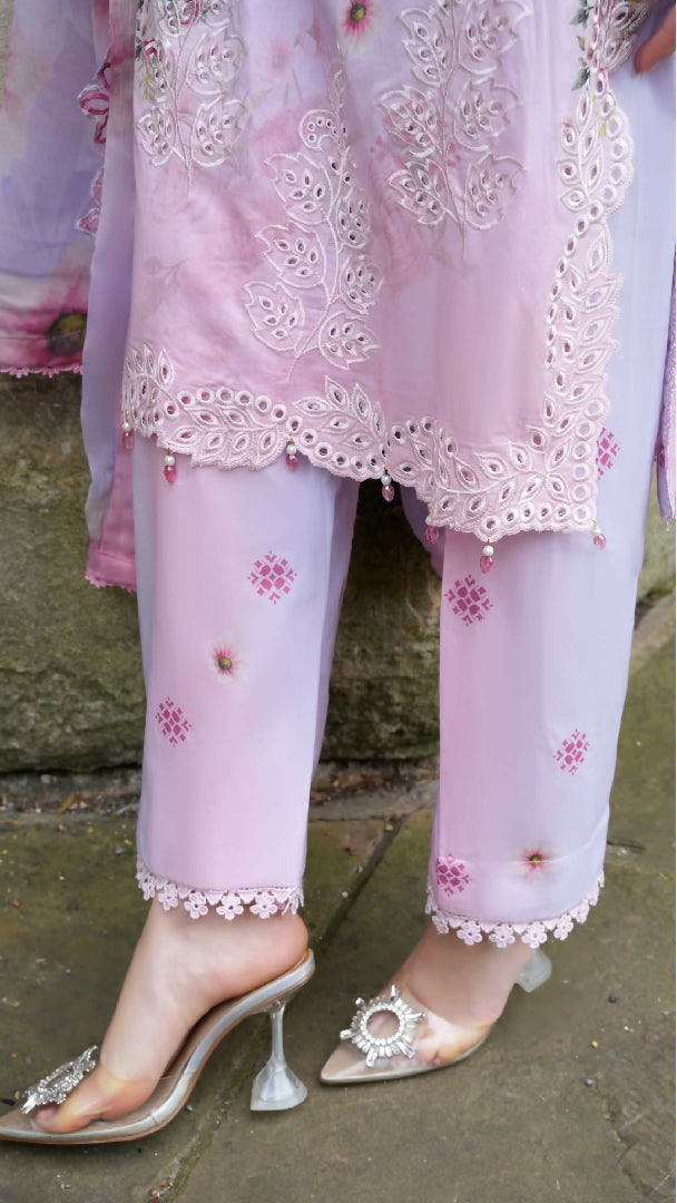 Printkari 3 Piece Unstitched Embroidered