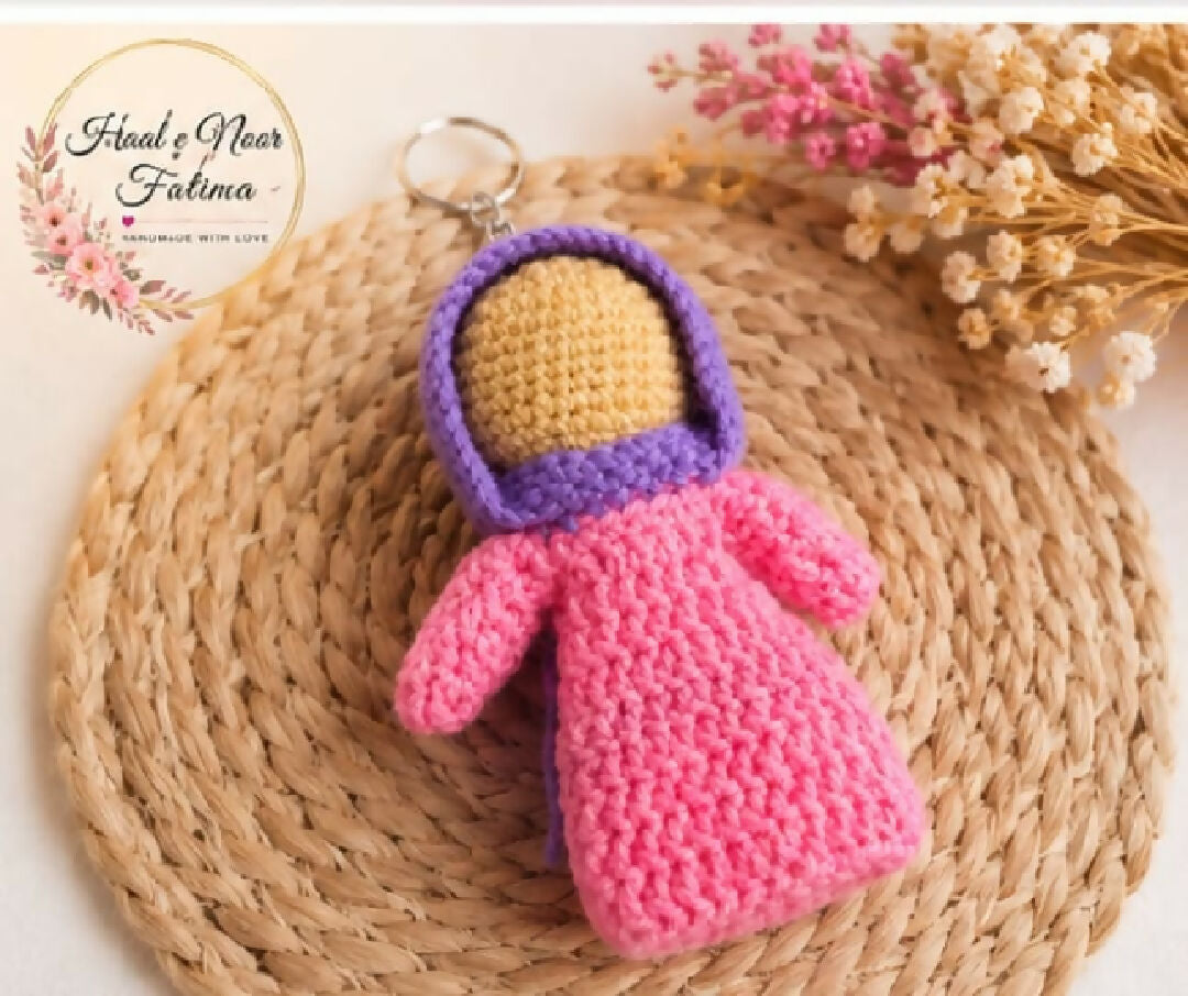 Handmade Crochet Hijabi Doll Keychain Charm gift
