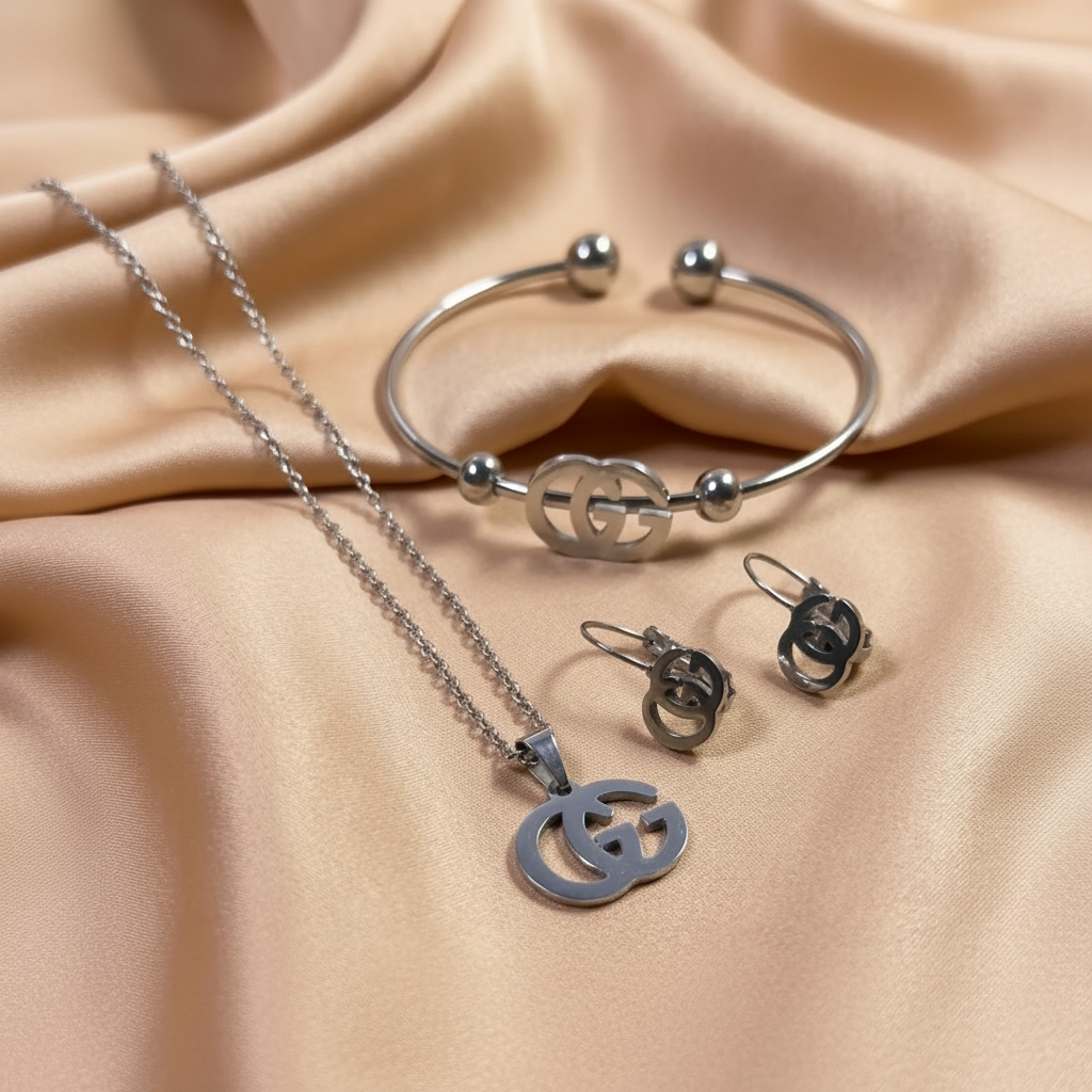 Interlocking Initial Motif 3-Piece Jewelry Set