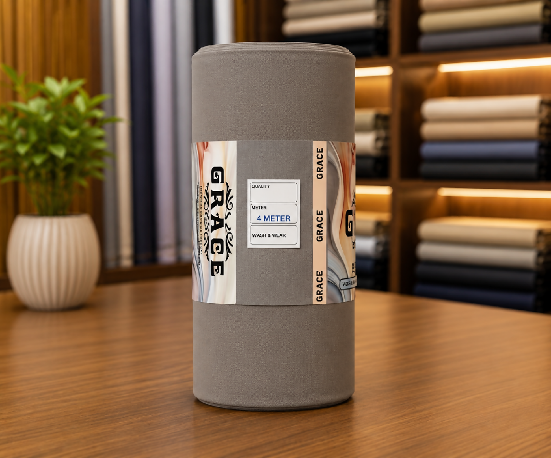 Premium Wash and Wear Unstitched Suit Fabric Stone Grey 4 Meter