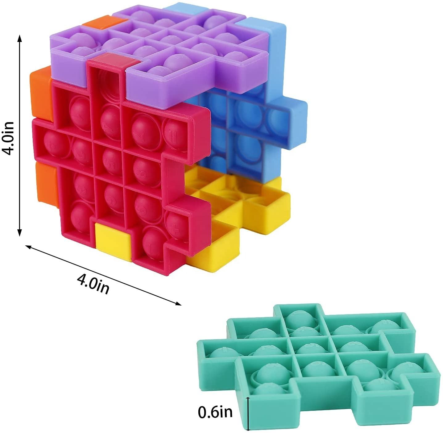 6 Pcs Cube Puzzle Push Bubble Toy Stress Relief and Sensory Play
