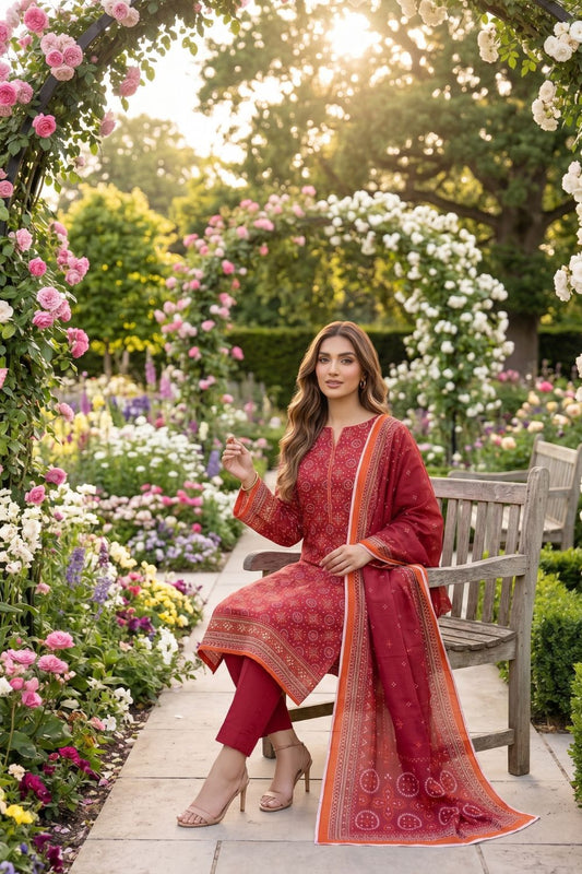 Mushtaq 3Pcs Unstitched Printed Lawn Alizy Collection Desgin - 8