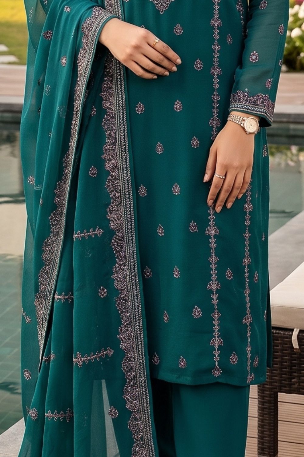 Mushtaq 4PCS Embroidered Chiffon Collection Desgin - 2