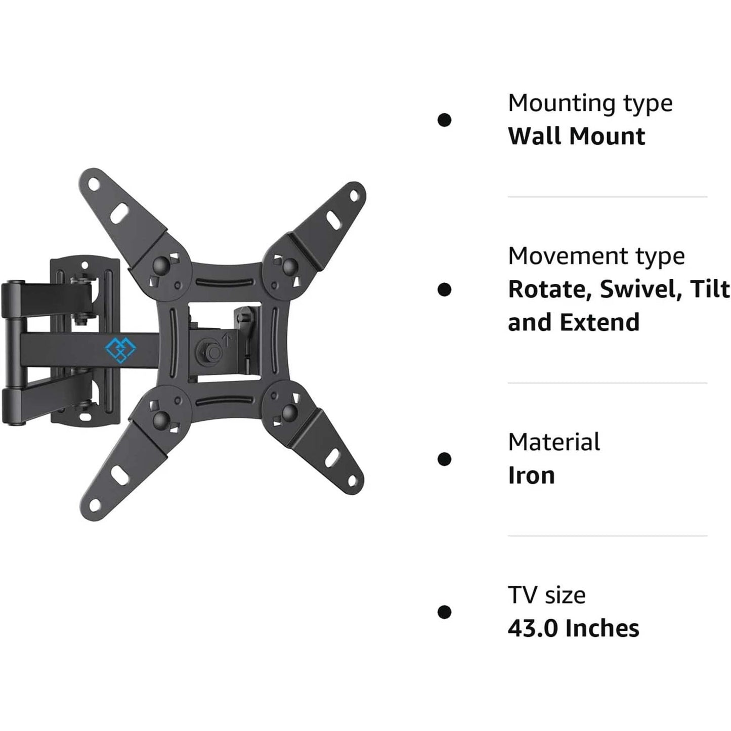 Full Motion TV Wall Mount Universal Swivel Tilt and Extendable Bracket for Flat and Curved Screen TVs