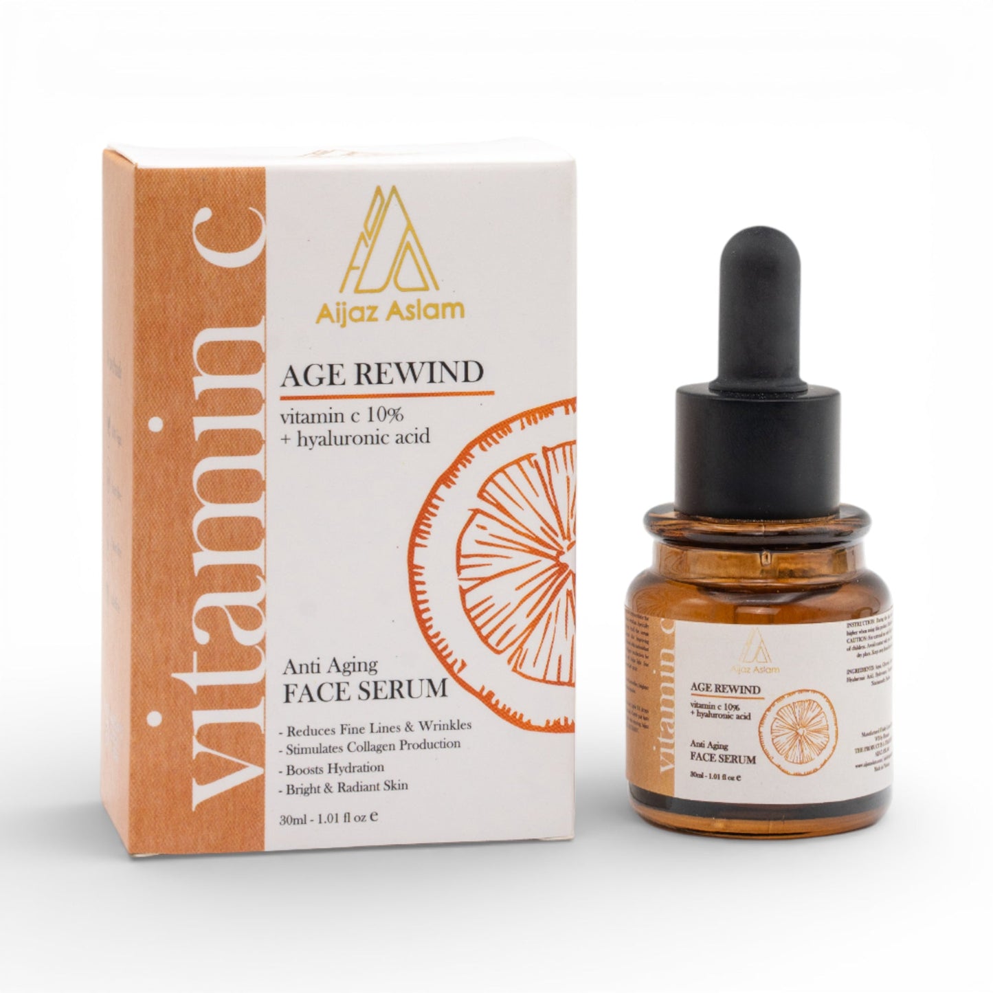 Age Rewind - Face Serum with 10% Vitamin C & Hyaluronic Acid | Aijaz Aslam 30ml