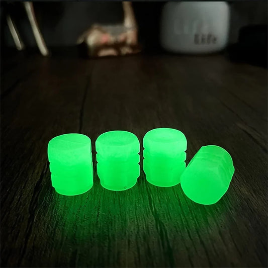 PACK OF 4 Glow in The Dark Tire Valve Caps Fluorescent Stem Car Universal Air Cap Auto Covers Cars Motorcycles SUV Trucks Bikes Accessories Random Colors
