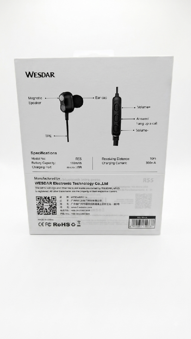 WESDAR R55 Bluetooth Wireless Neckband Handsfree 110mAh Battery And Clear Call Quality