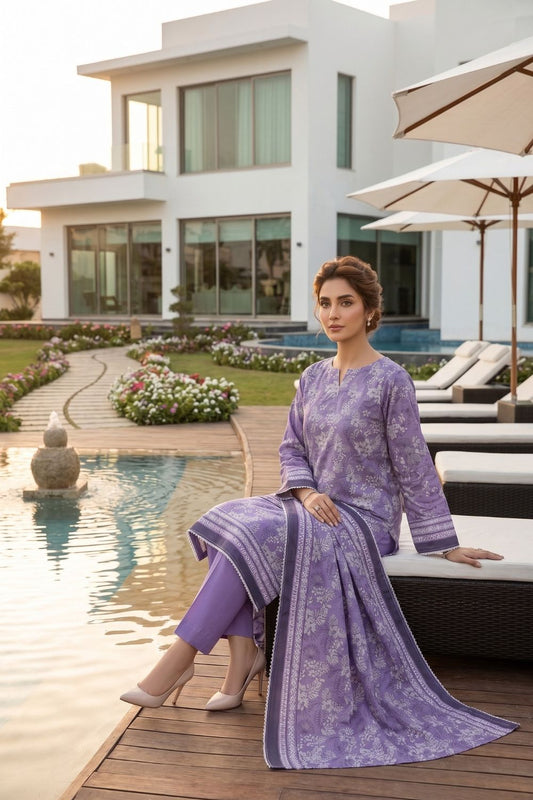 Mushtaq 3Pcs Unstitched Printed Lawn Naaz Collection Desgin - 3