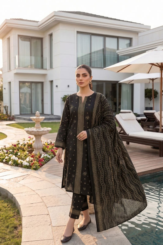 Mushtaq 3Pcs Unstitched Printed Lawn Poshak Collection Desgin - 3