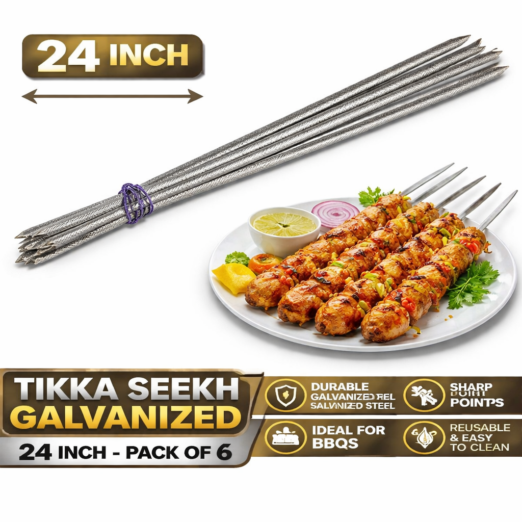 Tikka Seekh Galvanized 24 Inch Pack of 6