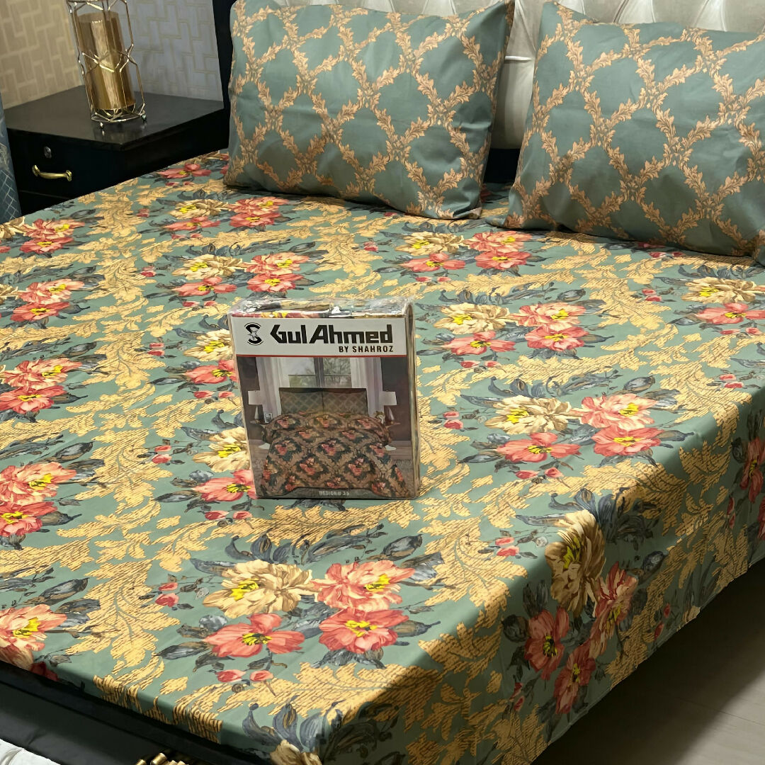 Premium Cotton Salonica Printed King Size Double Bed Sheet with 2 Pillow Covers for Gifting and Home Use