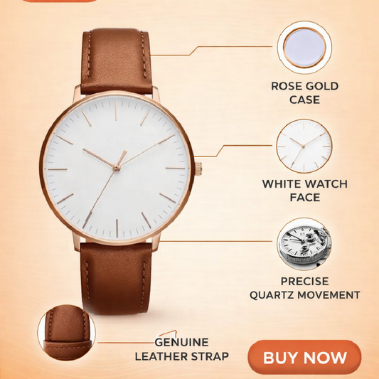 DW Style Black Dial Watch with Brown Leather Strap