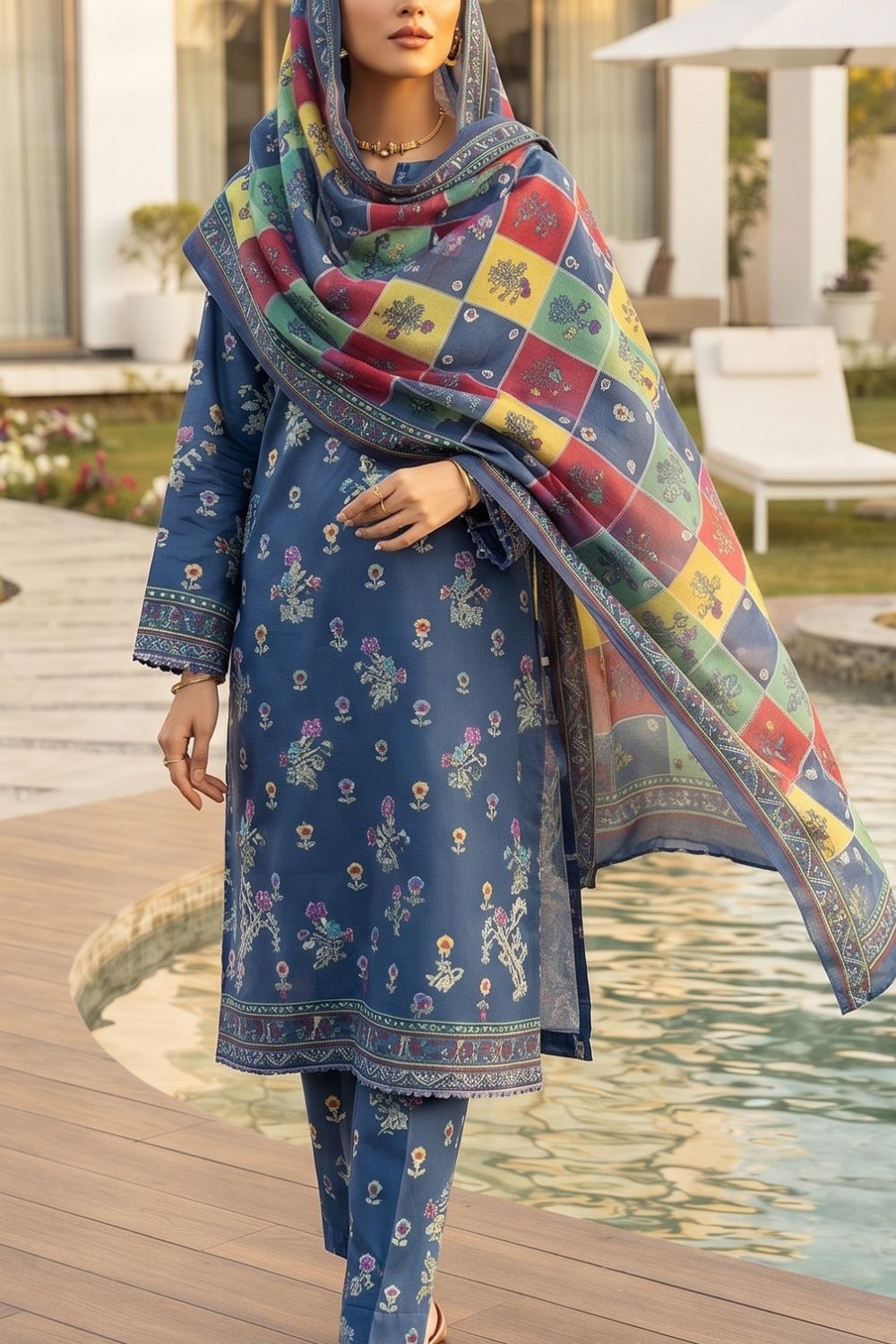 Mushtaq 3Pcs Unstitched Printed Lawn Naari Collection Desgin - 3