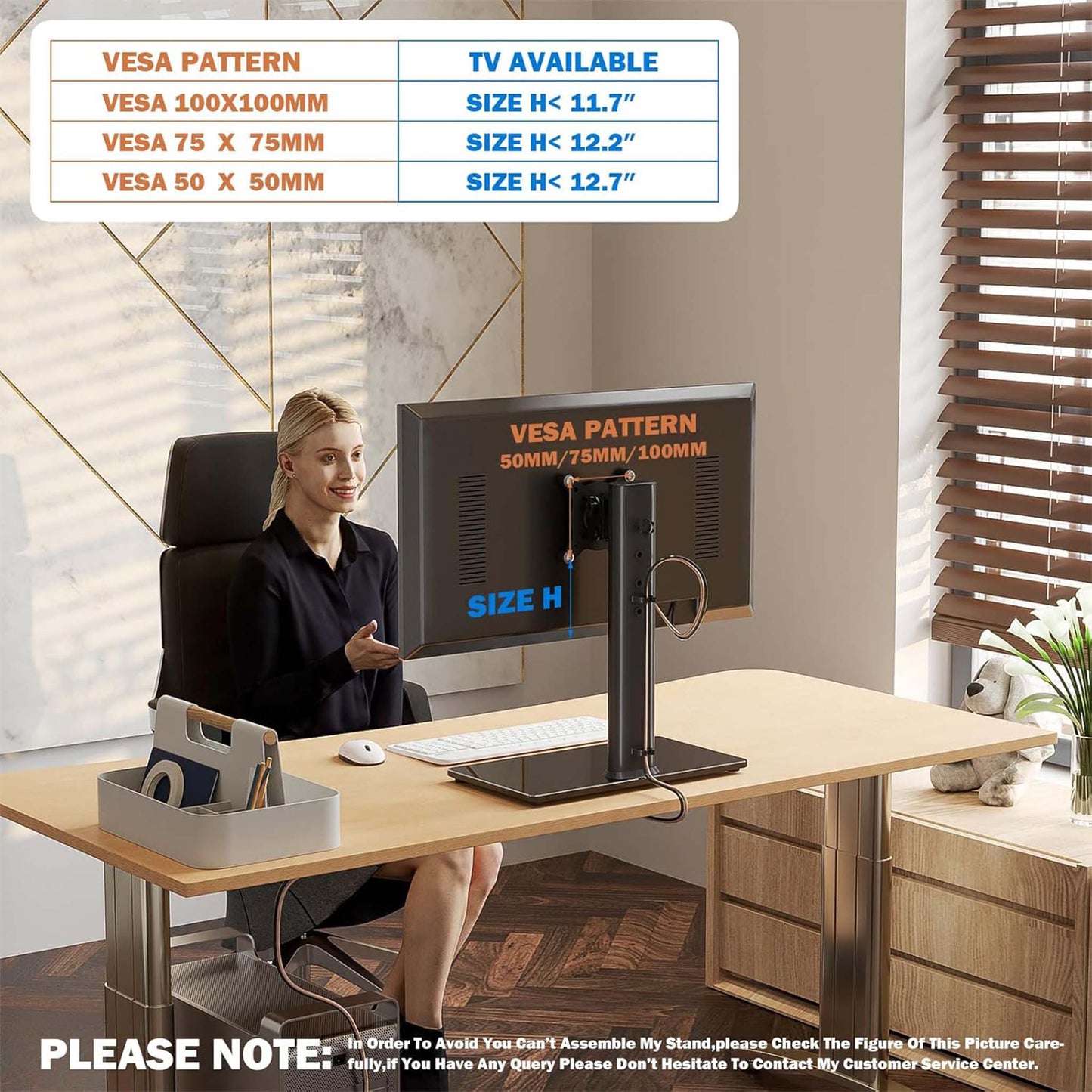 TV and Computer Monitor Stand Adjustable Riser for Screen Elevation and Desk Organization