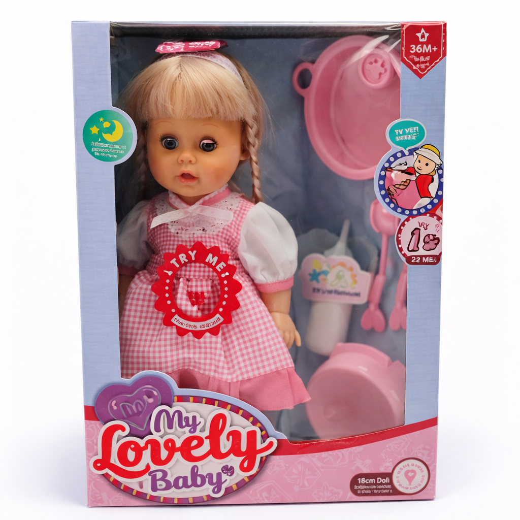 Lovely Baby Doll with Feeding Accessories Playset