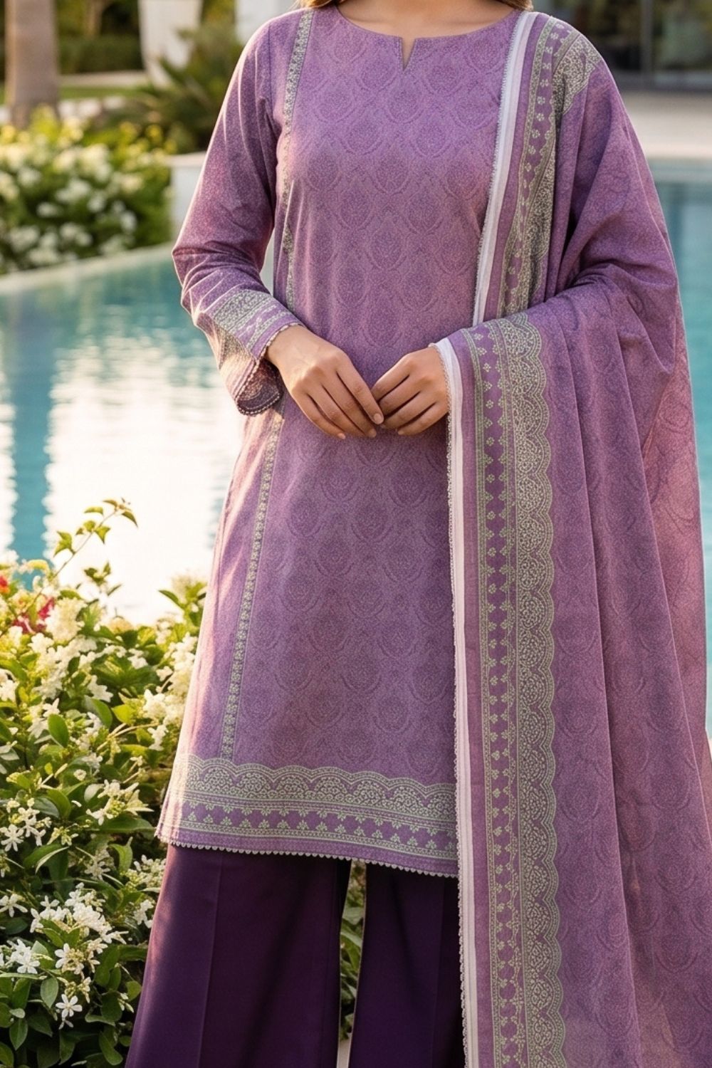 Mushtaq 3Pcs Unstitched Printed Lawn Sapphire Collection Desgin - 3