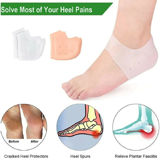 Silicone Heel Pads Anti Crack Heel Protector Heel Protectors Set Silicone Half Heel Anti Crack Covers Silicone Moisturizing Gel Heel Anti Crack Socks