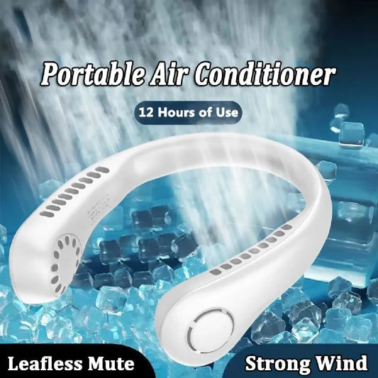Mini Hanging Neck Fan High Wind 3 Speed Adjustable USB Charging Portable Quiet Super Long Life Outdoor Sports Office Camping Random Color